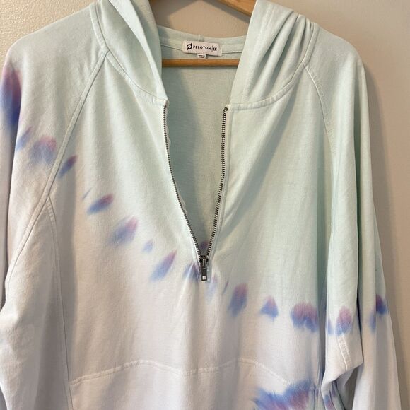 Peloton Women's Sunburst Blue Tie Dye Half Zip Pullover Hoodie Sweatshirt Sz 1X - Picture 4 of 8
